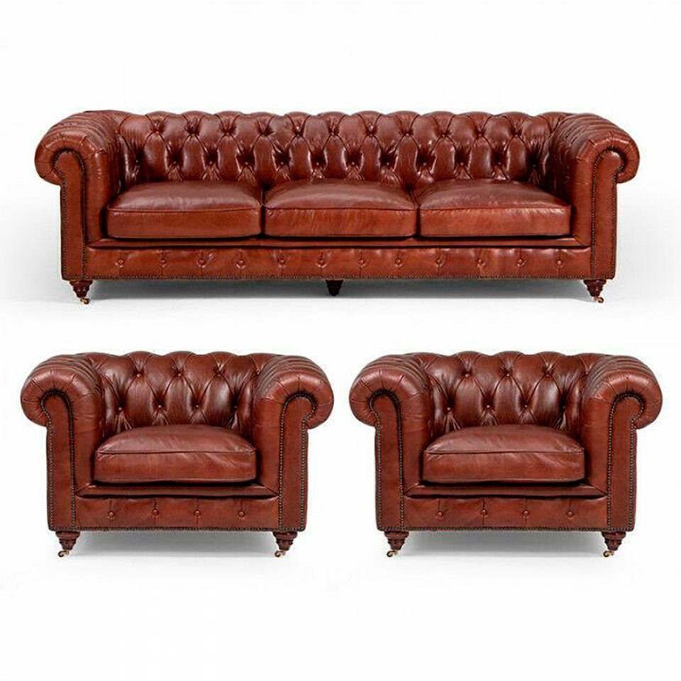 JVmoebel Chesterfield-Sofa, Chesterfield 3+1+1 Sitzer Garnitur Sofa Couch | Chesterfield-Sofas