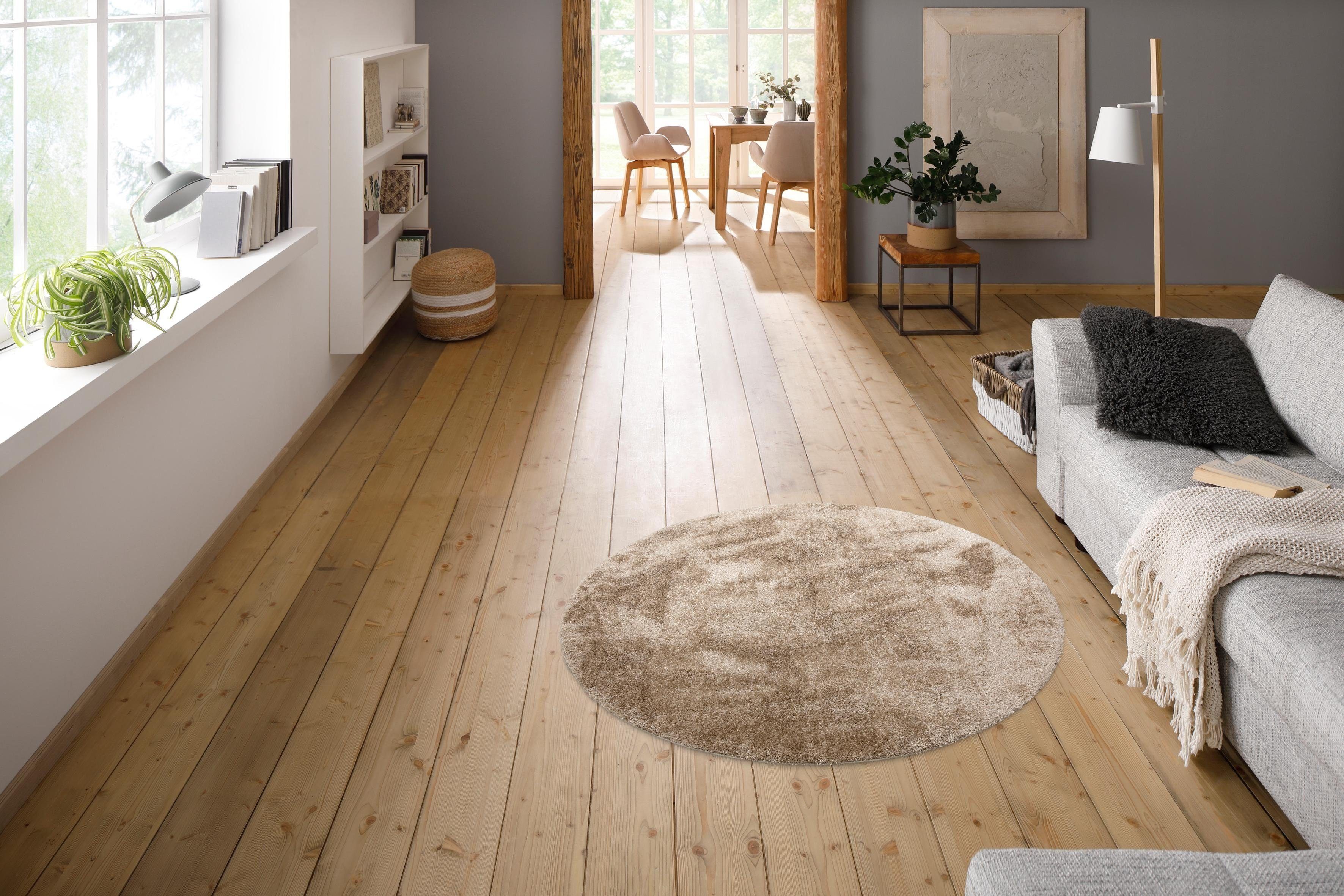 my home Hochflor-Teppich Malin, rund, Höhe: günstig online kaufen