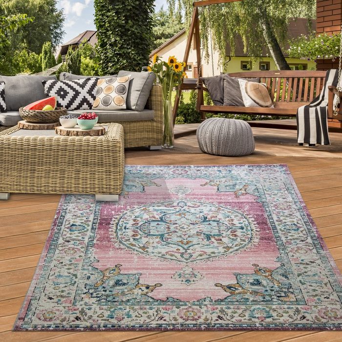 Outdoorteppich Teppich Orient Teppich Outdoor Wohnzimmerteppich Vintage in rosa Teppich-Traum rechteckig Höhe: 5 mm