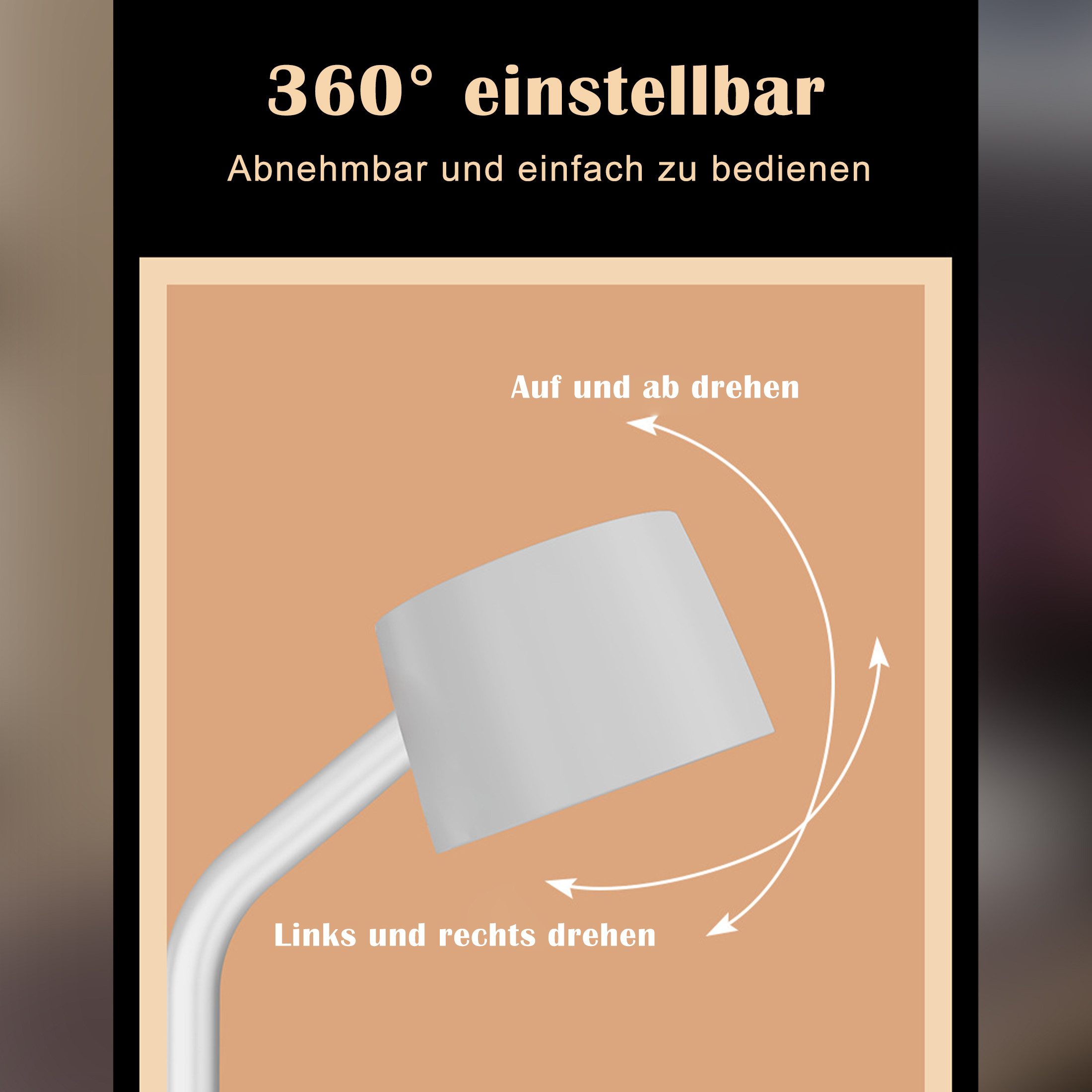 Fyrove LED Schreibtischlampe mit kabellosem Ladegerät & Bluetooth-Lautsprecher, dimmbar, 3 Farben, Touch, Alarm, USB-C – Bild 3 von 5
