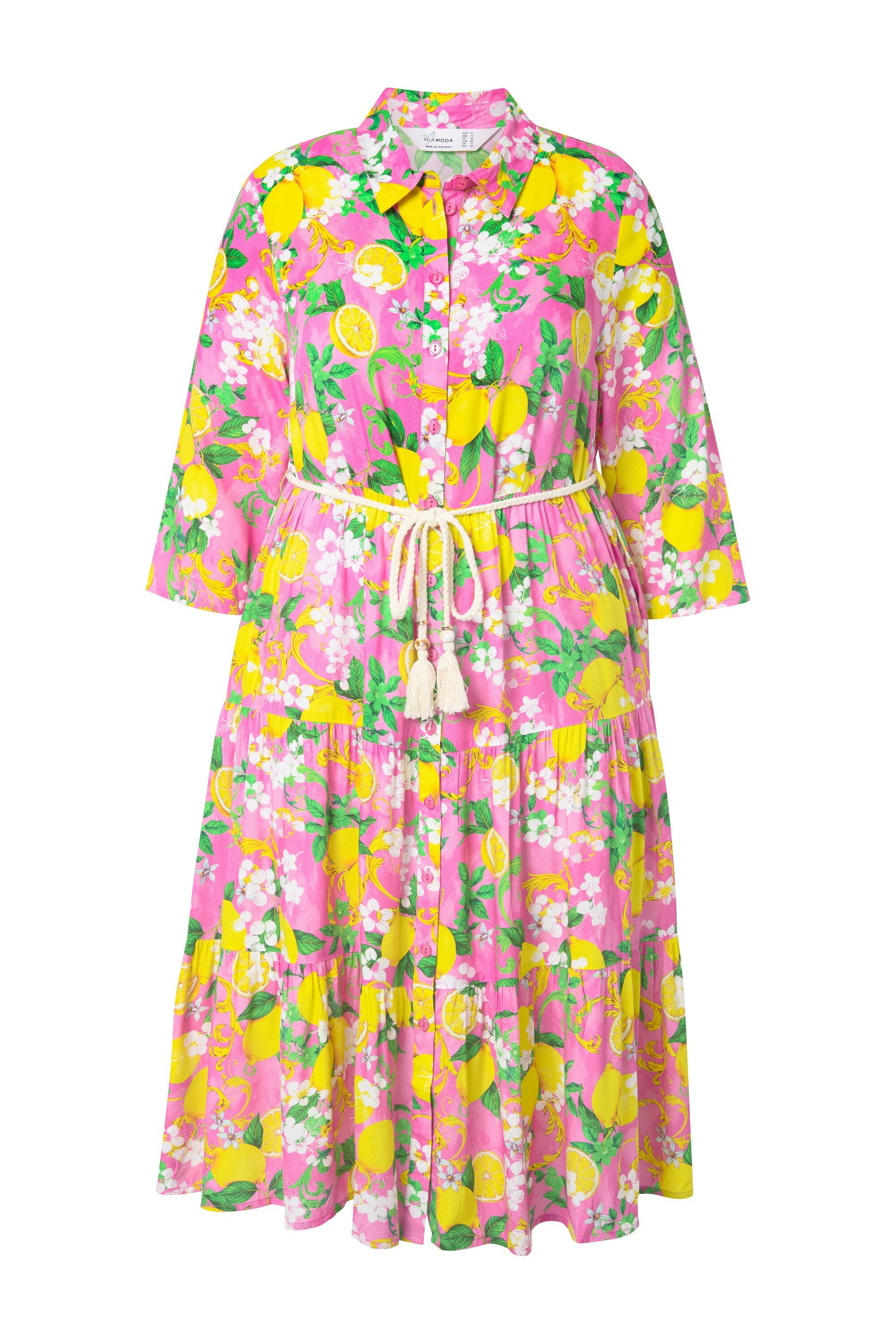 MIAMODA Jerseykleid Blusenkleid A-Linie Midilänge Zitronen-Muster günstig online kaufen