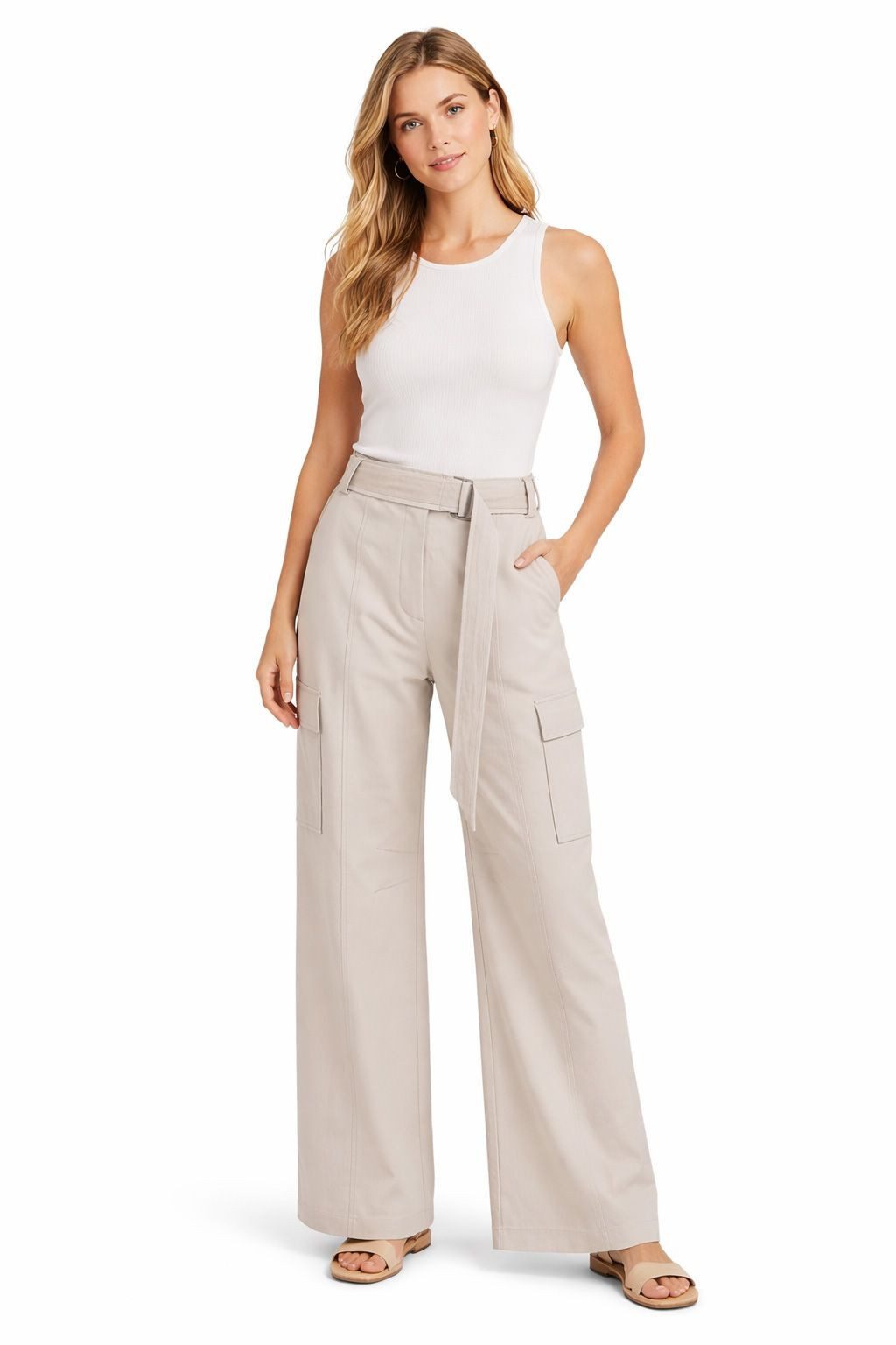 YAYA Stoffhose Cargohose mit Gürtel