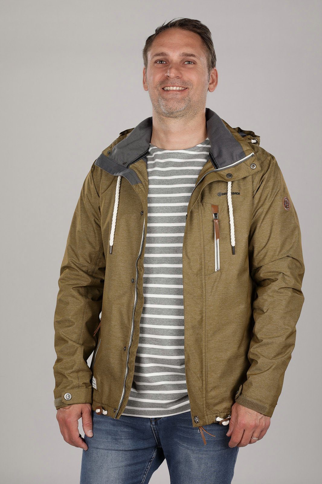 Funktionsjacke Wasserdicht Winddicht Herren Verstellbare - Dry Fashion Kapuze Husum Meliert melange Jacke bronze