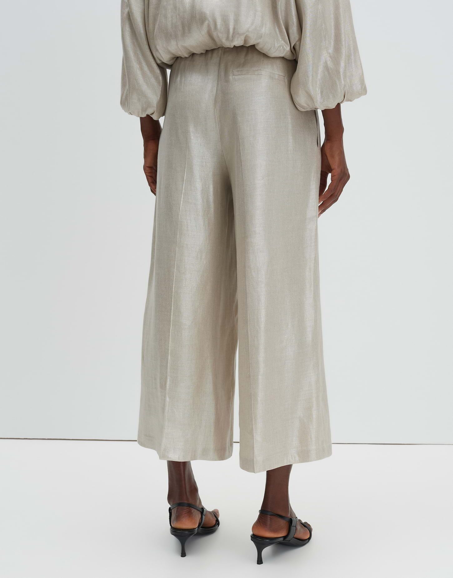 someday Culotte Catsby cropped wide mit Coating Schimmerndes Coating, bequem mit Gummibund