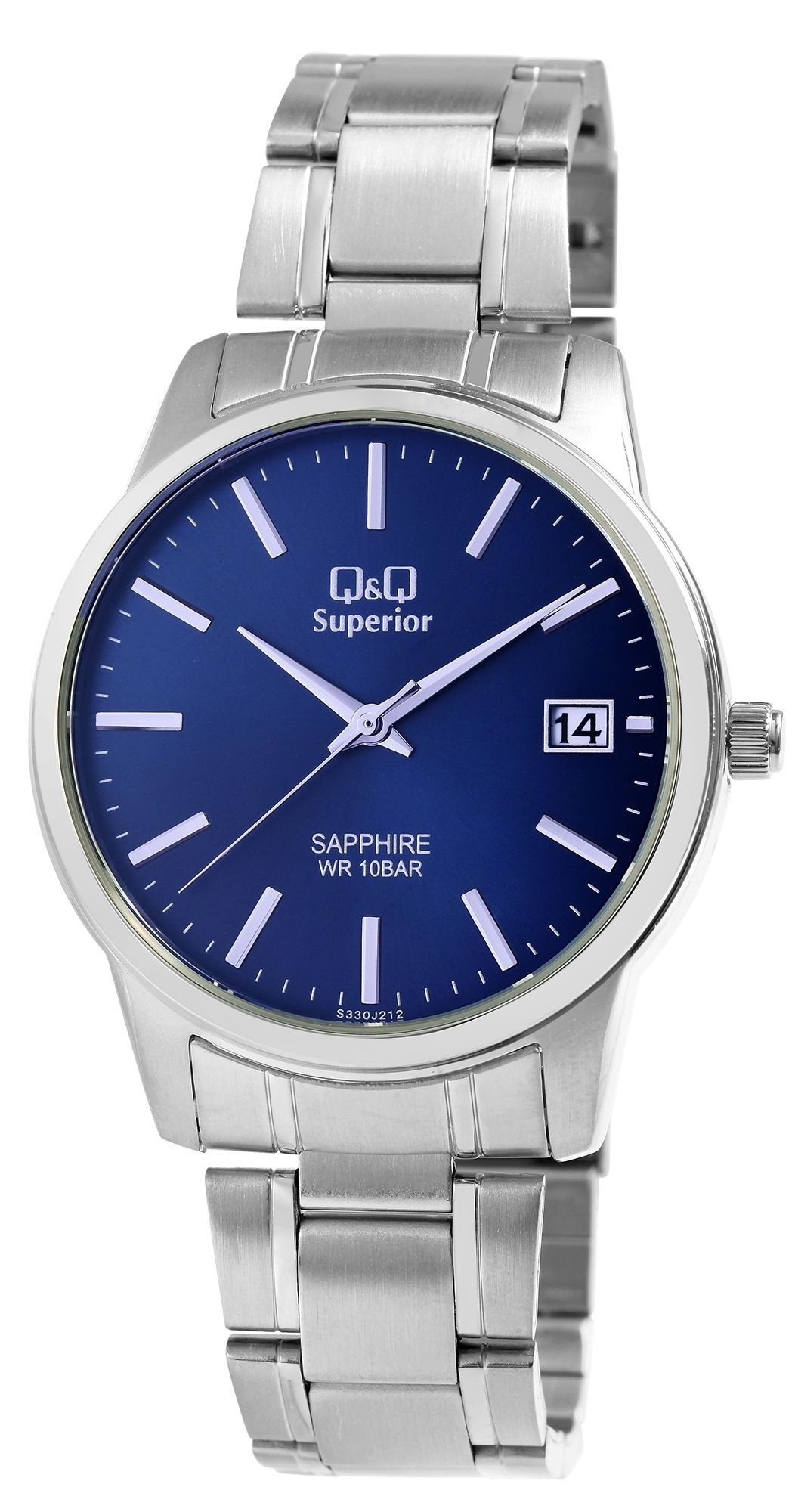 Quarzuhr S330J212Y Q&Q Superior Herrenarmbanduhr, Edelstahl, Saphirglas, 5