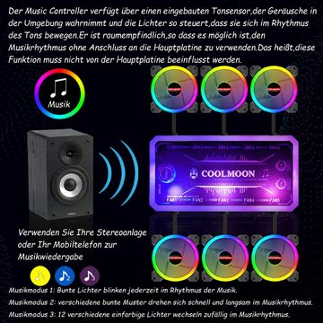 Tadow Gehäuselüfter Leiser Computer-Lüfter,Dual Ring RGB mit Fernbedienung,Memory-Modus, RGB-Beleuchtung,Schockabsorption