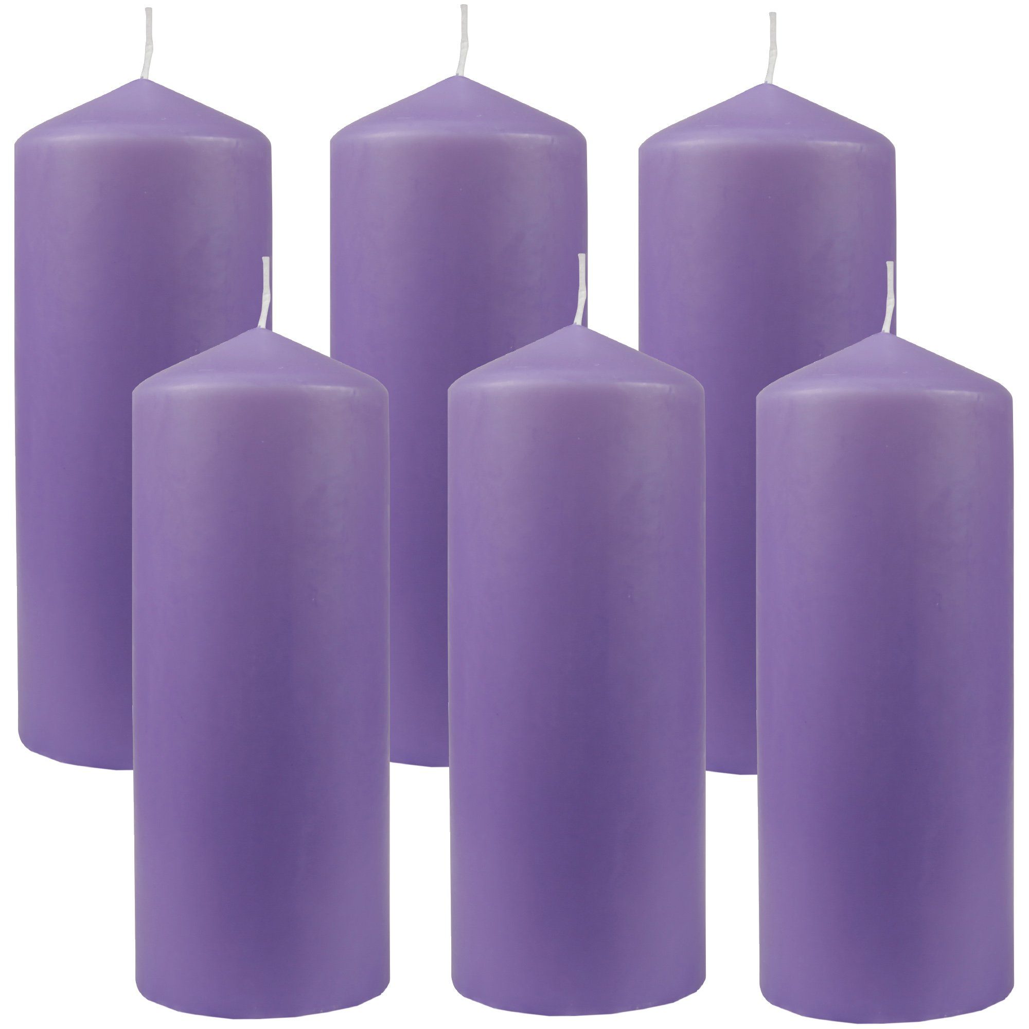 HS Candle Stumpenkerze Blockkerze (6-tlg), Wachskerzen Ø8cm x 20cm - Kerze in vielen Цвета(ов)