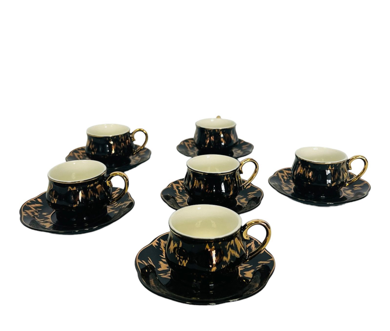 Schatzkiste1 Kaffeeservice Espressotassen Gold Espressoset für 6 Personen Porzellan, 6 Personen, 12 Teile für 6 Personen