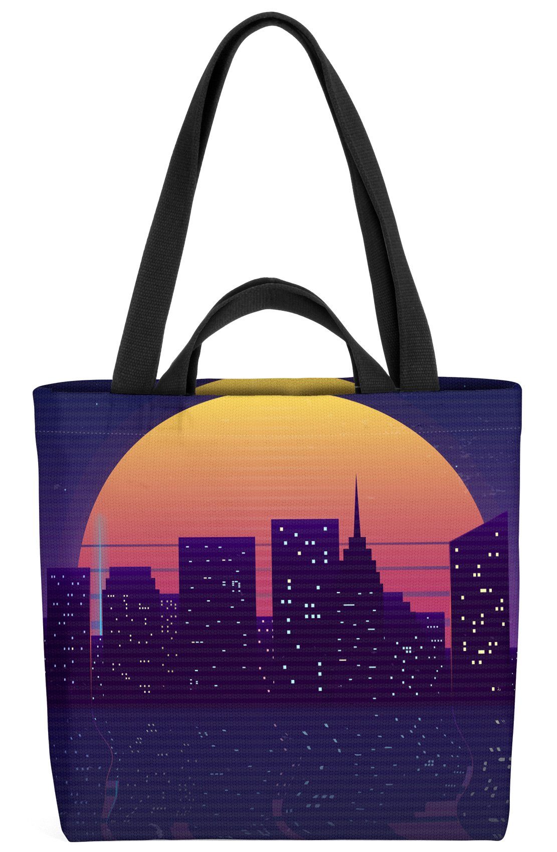 VOID Henkeltasche (1-tlg), Skyline Sonnenuntergang City Stadt Hochhäuser Panorama Sonne Nacht