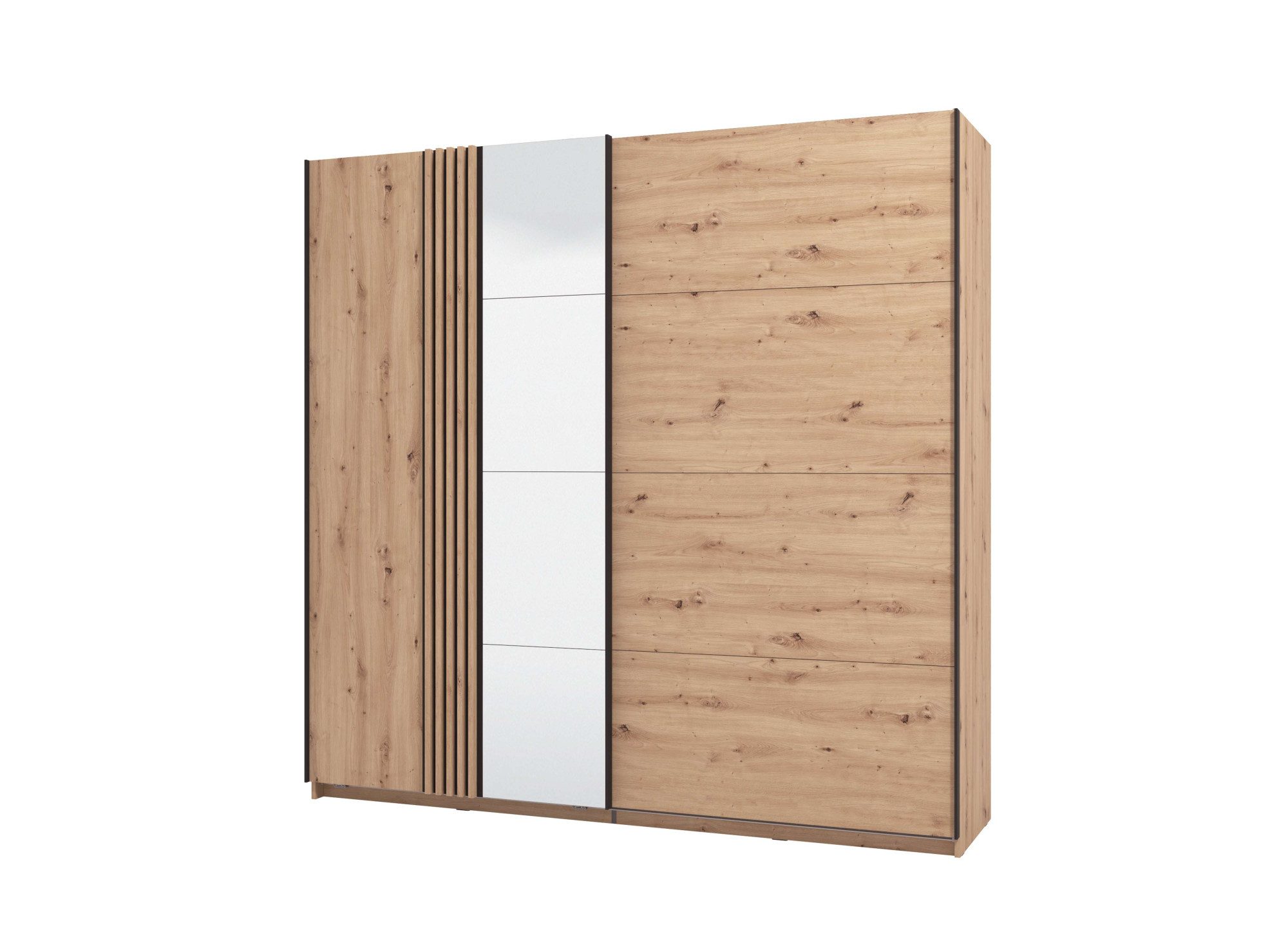INOSIGN Schwebetürenschrank Ascalon, mit Spiegel und Lamellen 3D, FSC-zertifiziert, Made in Europe 220x61x217,5cm, 3 verschiedene Innenaussattungen-individuell wählbar