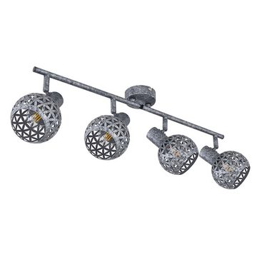etc-shop LED Deckenspot, Leuchtmittel nicht inklusive, Deckenleuchte grau Spotleiste 4 Strahler Deckenlampe schwenkbar E14