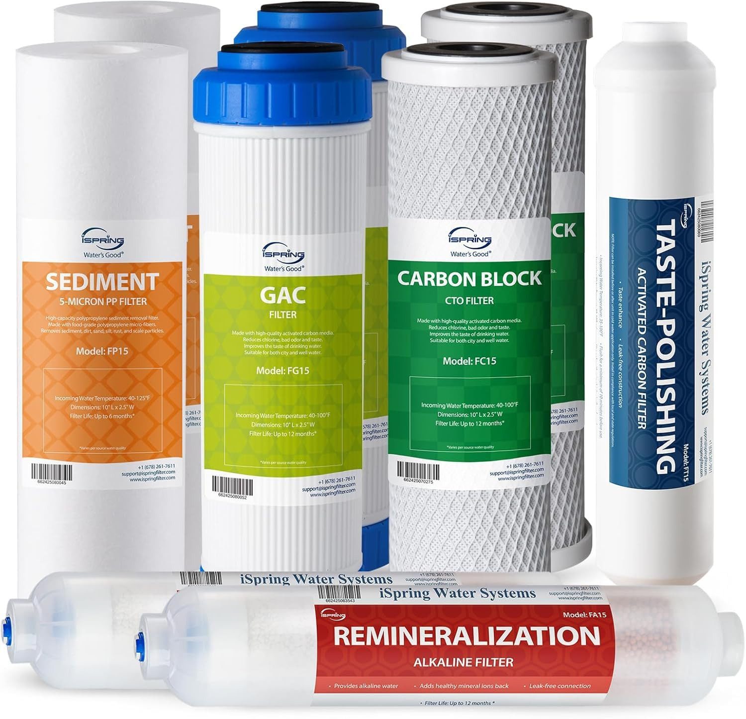 iSpring Ersatzfilter F7/F3/F9K Ersatzfilter für RO-Systeme, ohne Membran