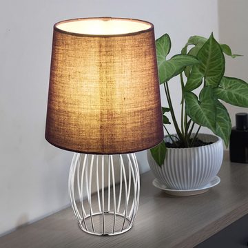 etc-shop LED Tischleuchte, Leuchtmittel inklusive, Warmweiß, Schreib Tisch Lampe lila Wohn Arbeits Zimmer Textil Lese-