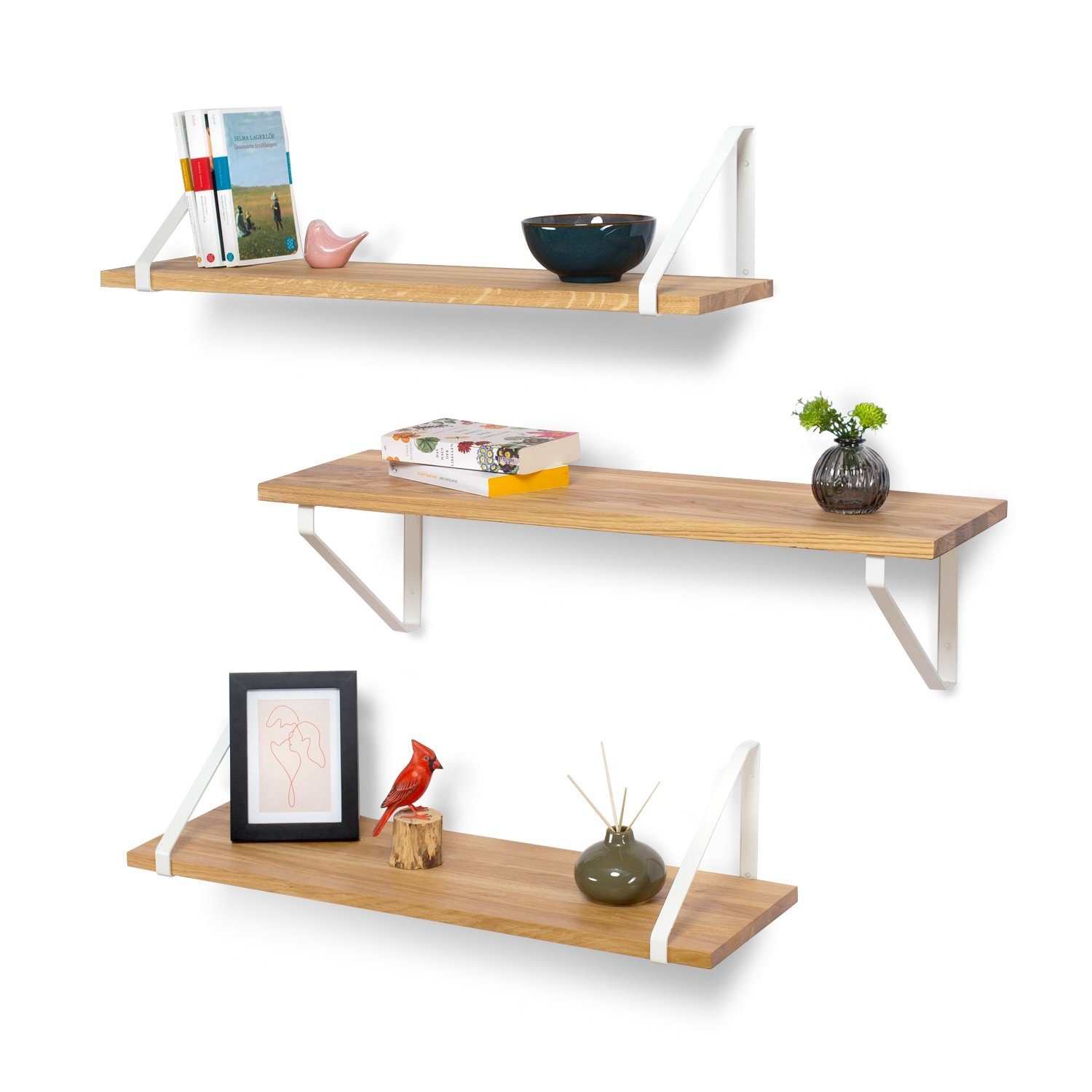 Rikmani Wandregal RAY Schweberegal Eiche weiss, günstig online kaufen