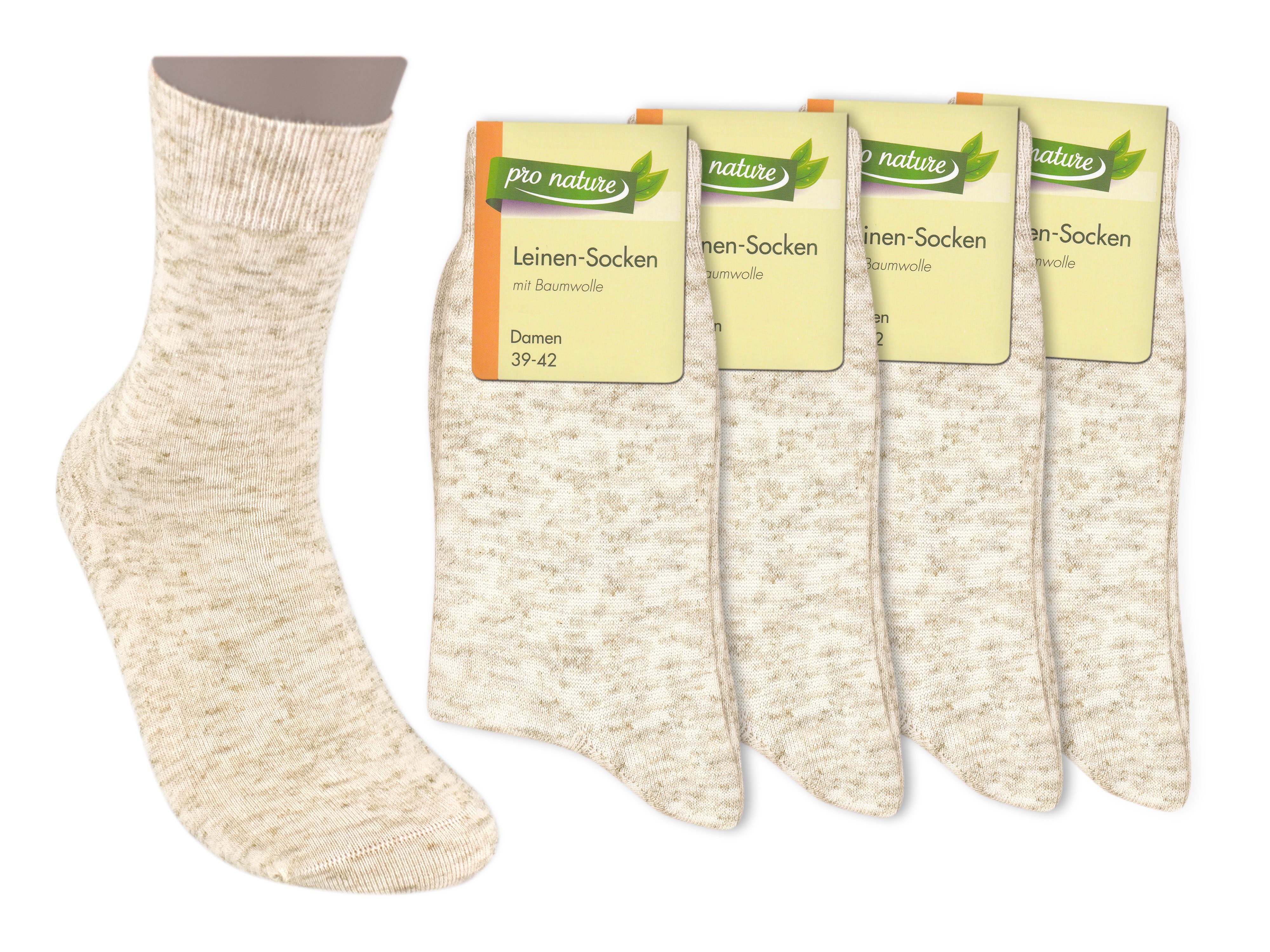 Die Sockenbude Basicsocken LEINEN (Bund, 8-Paar, beige melange) Baumwolle mit Leinen