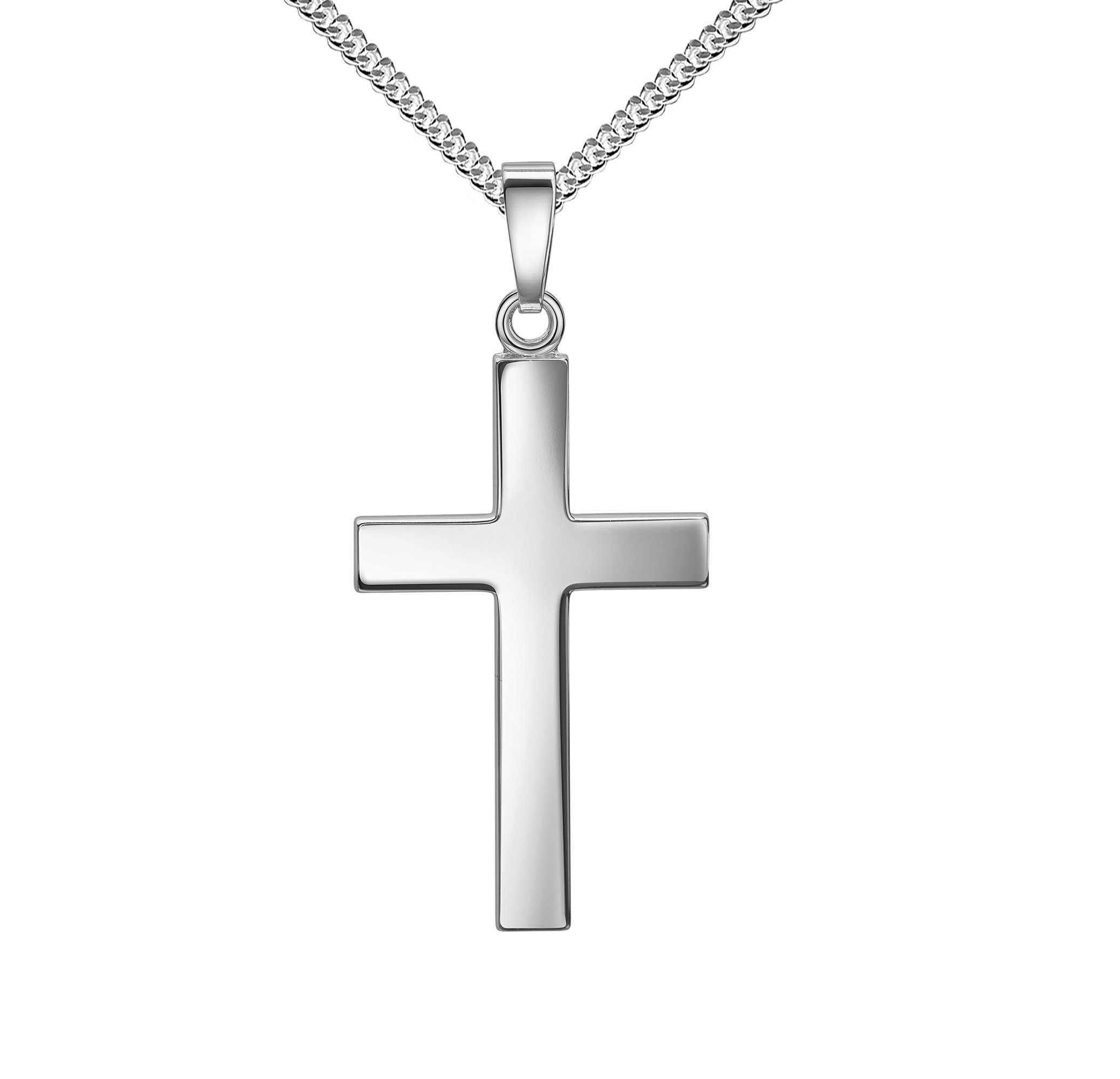 JEVELION Kette mit Anhänger Kreuzanhänger Silber - Made in Germany (Silberanhänger, für Damen und Herren), Mit Silberkette 925 - Länge wählbar 36 - 70 cm.