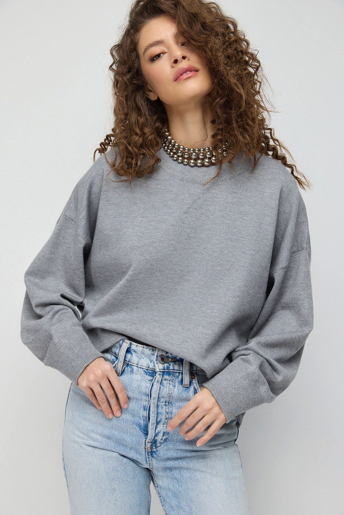 Sweater Strickpullover mit Rundhalsausschnitt