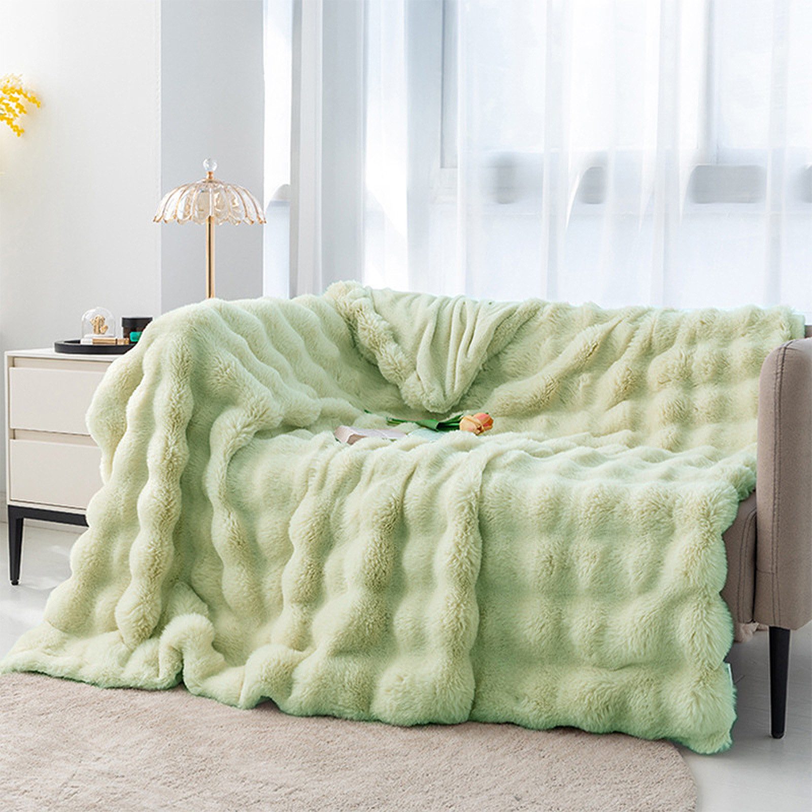 Wohndecke Bubble Decke Kuscheldecke Flauschig Warme Sofadecke Couchdecke, C günstig online kaufen