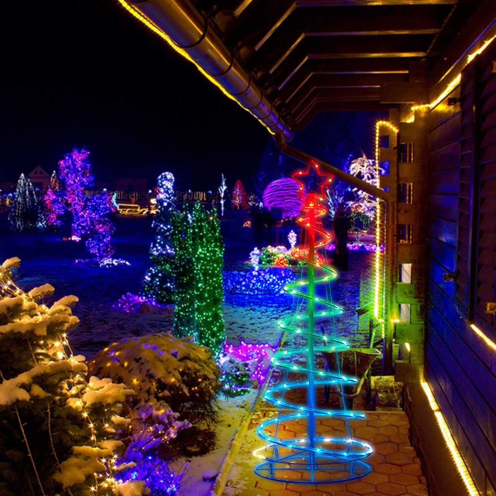 Weihnachtsbaum LED LED Baummantel, LED-Baummantel Lichterkette 73/100/135LEDs MUPOO LED-Lichterkette,USB Timer&Fernbedienung,Zusammenklappbar