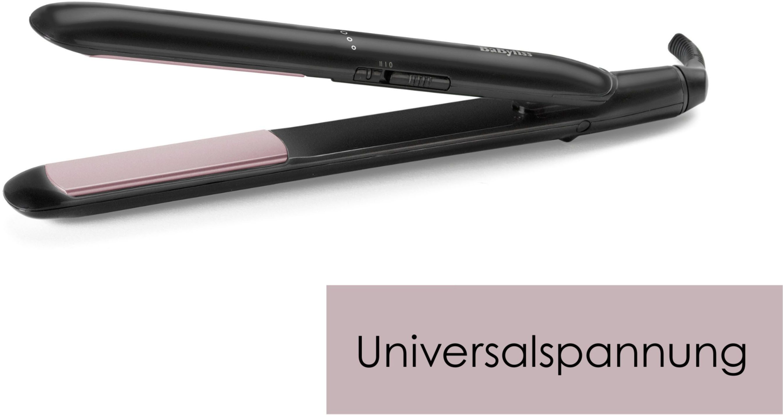 BaByliss Glätteisen Smooth Ceramic 230 Glätteisen mit Keramikbeschichtung, ST241E Keramik, Universalspannung, 2 Temperaturen bis 230°C, schnelles Aufheizen schwarz