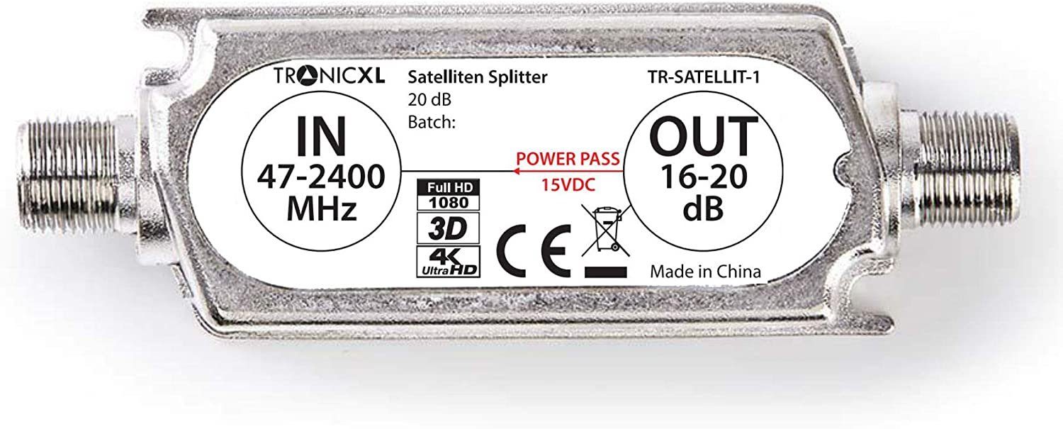 Satelliten-Leitungsverstärker Endverstärker TronicXL Inline DVB-S2 Verstärker 20dB SAT DVBS2