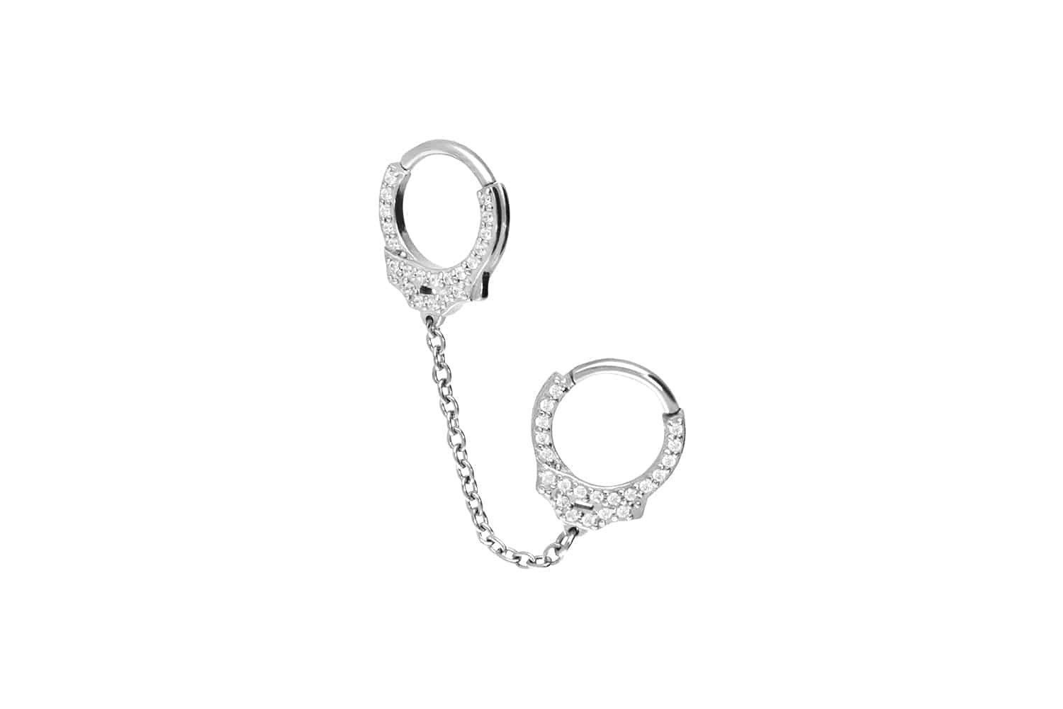 Piercing-Set Chirurgenstahl Segmentring Clicker KRISTALLHANDSCHELLEN