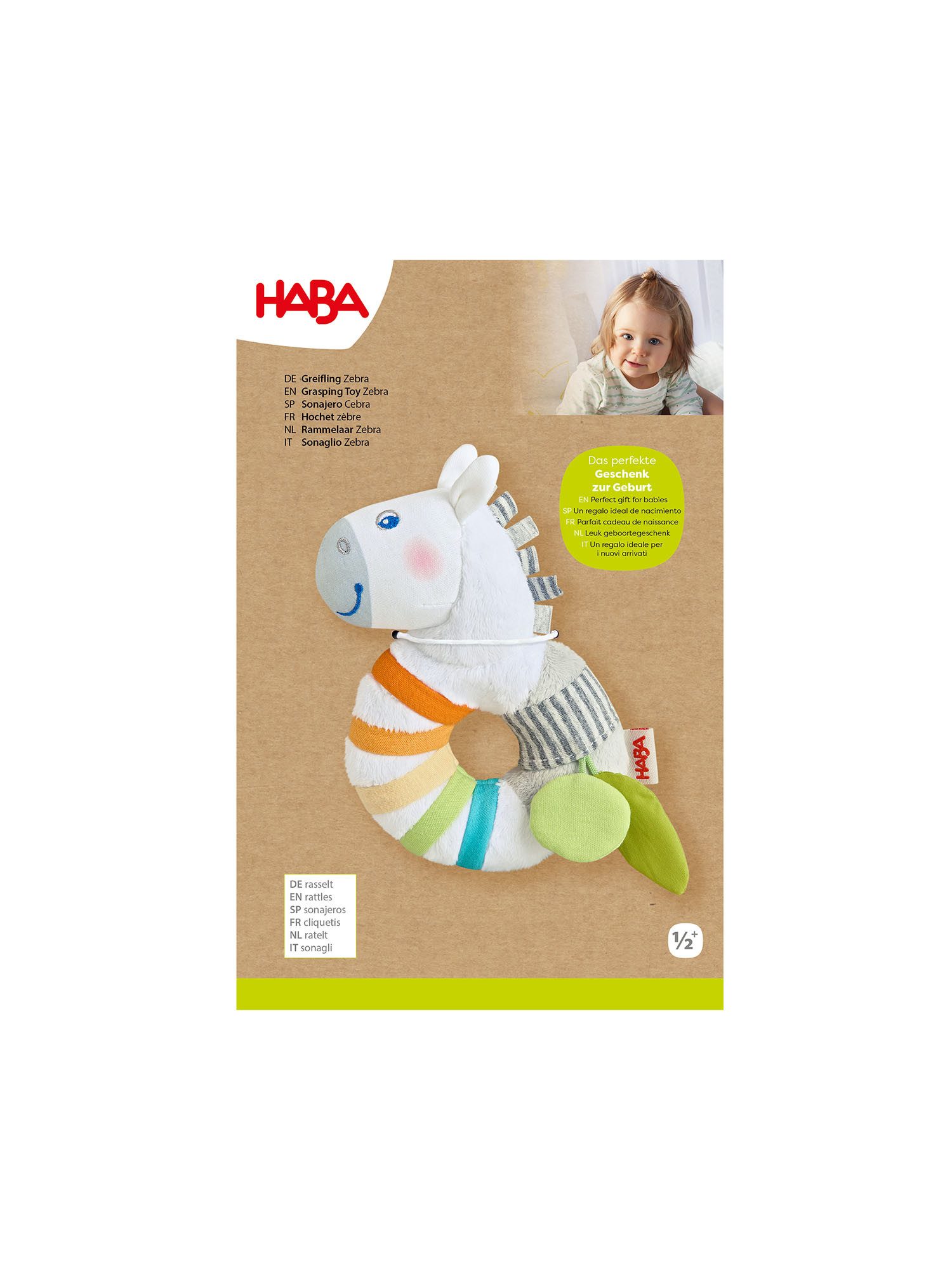 Haba Krabbelrolle New Born Geschenk, (2-tlg), Spielrolle, Motorikrolle, Babyrolle