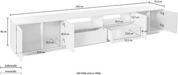 freiraum TV-Board Syrakus, in weiß hochglanz - 260x46x41,4 (BxHxT)