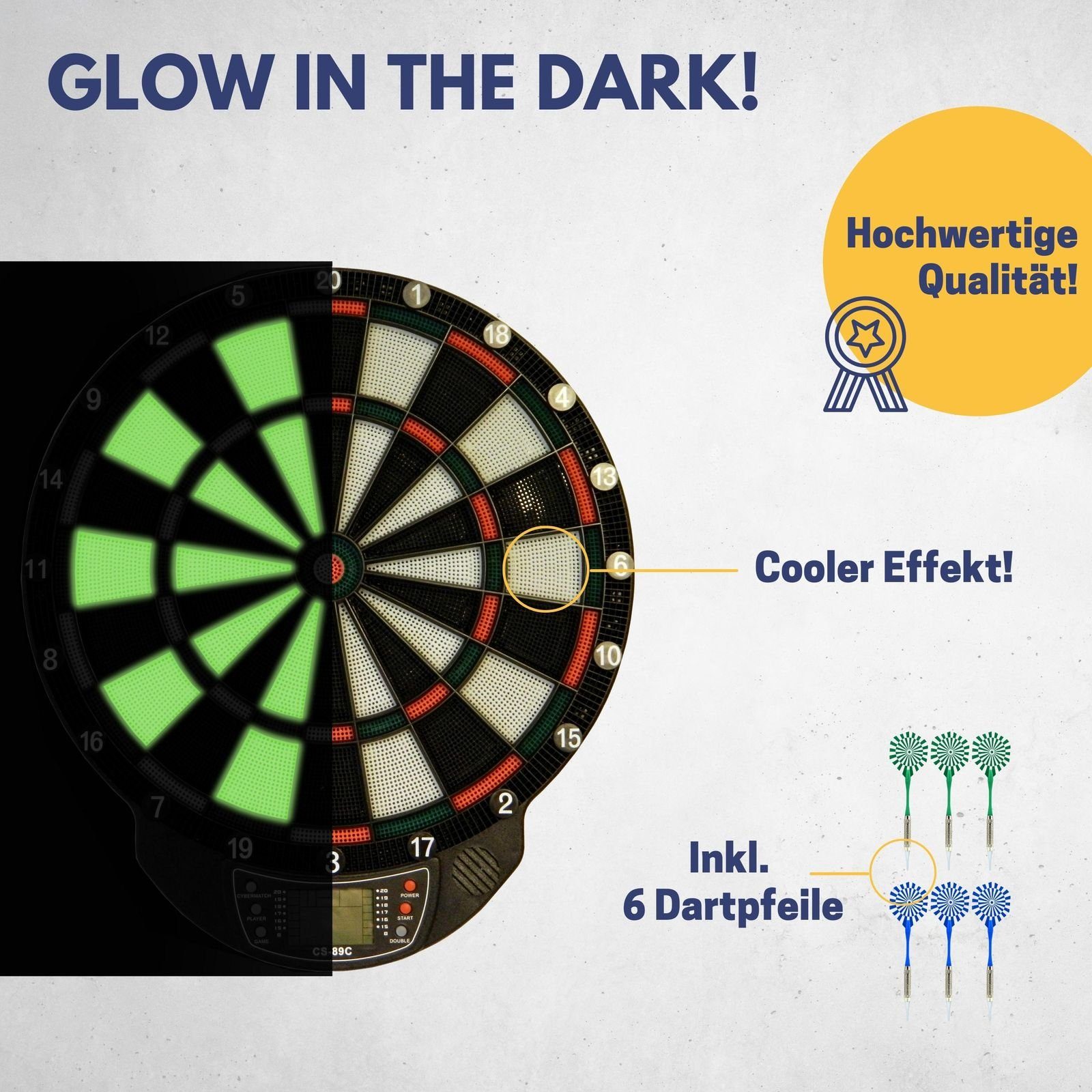 Best 6 E-Dartscheibe The Elektronische Dartpfeilen B Dartautomat mit & Windsor In Dartscheibe I Sporting 12 Ersatzspitzen Dark Dartboard, Glow