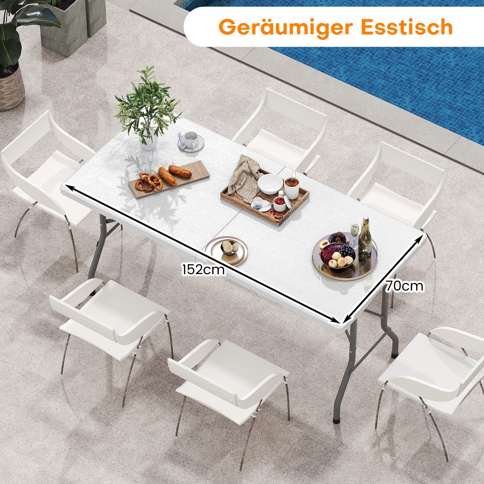 KOMFOTTEU Campingtisch, Gartentisch Buffettisch klappbar, für 4-6 Personen