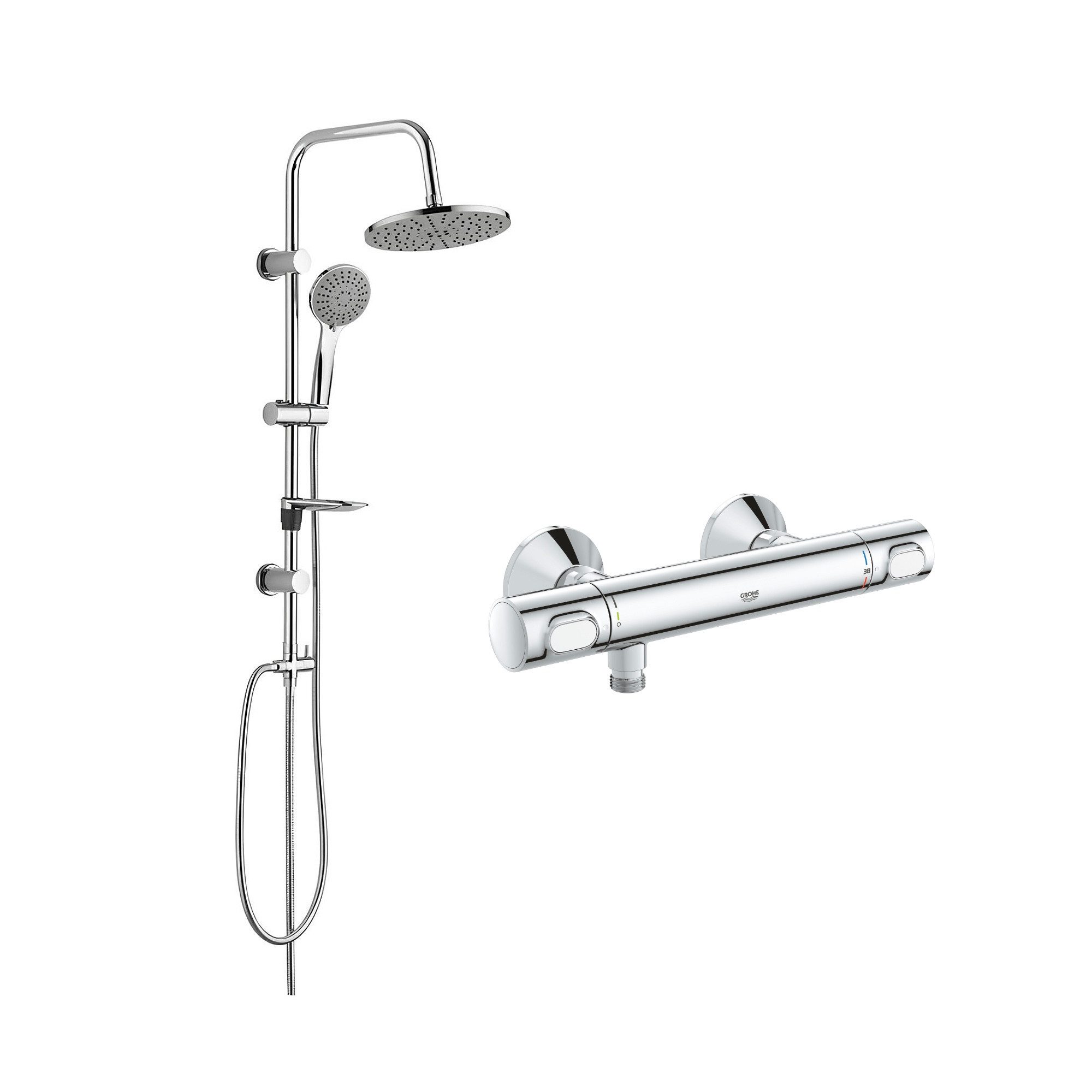 Grohe Duscharmatur Precision Flow mit Thermostat, Duschstange, Handbrause & günstig online kaufen