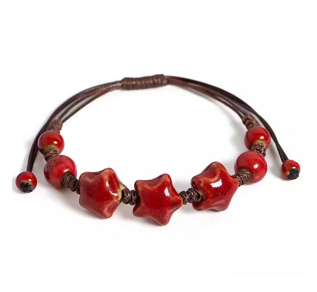 Ware aus aller Welt Armband Handgefertigtes Keramik Armband mit Sternperlen Vintage Charme (1-tlg)