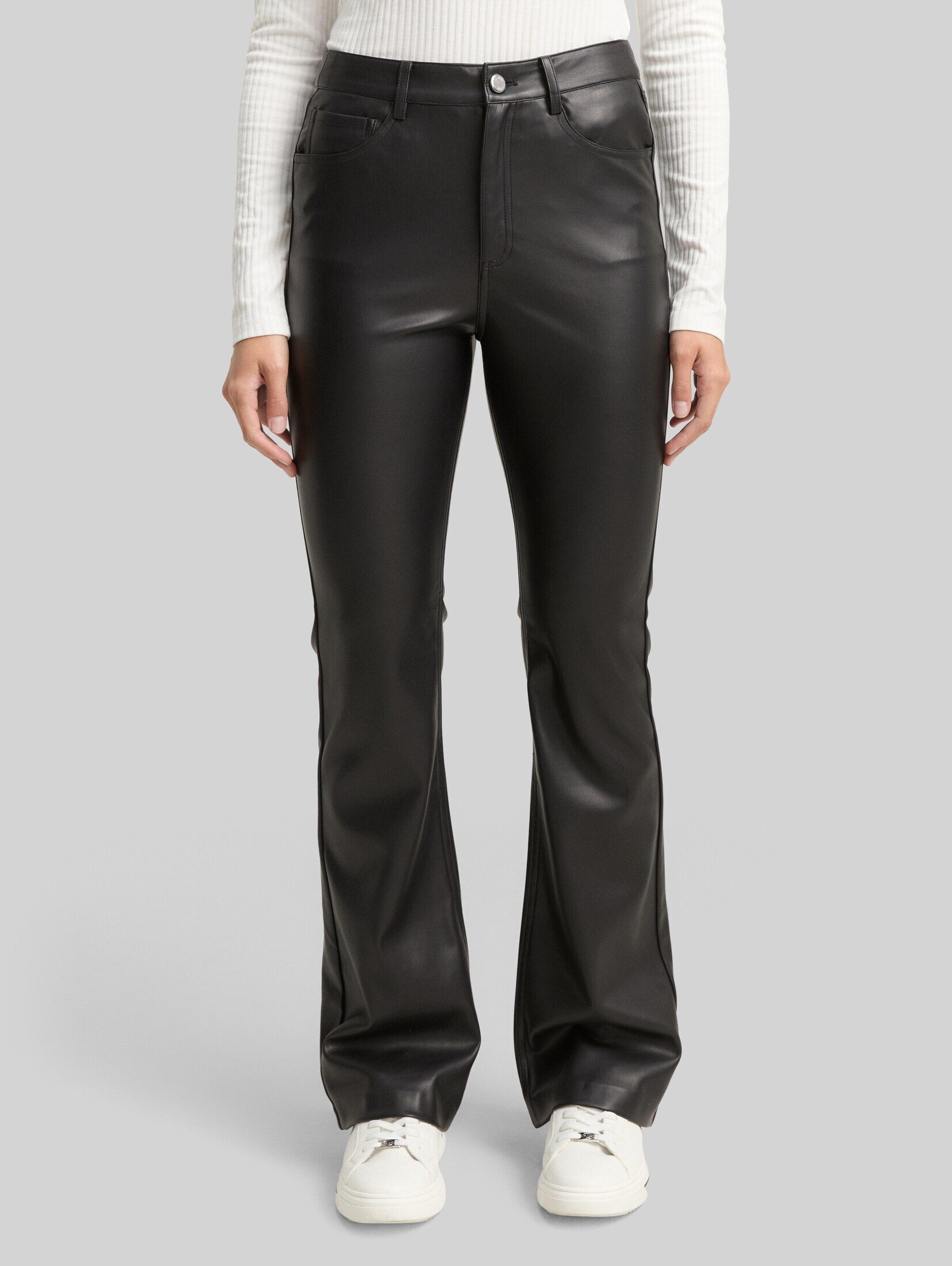 TOM TAILOR Denim Stoffhose Hosen & Chino Flared Hose in Lederoptik