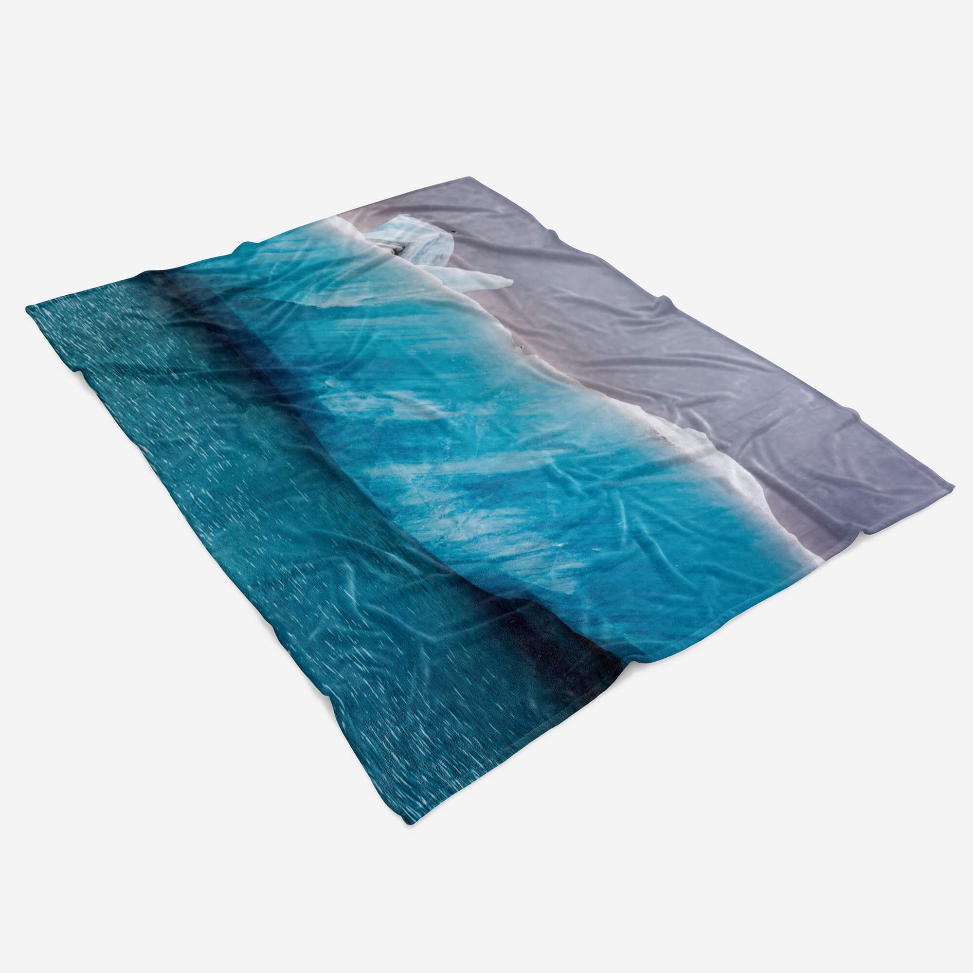Sinus Art (1-St), Strandhandtuch Handtücher Handtuch Saunatuch Kuscheldecke mit Eis Fotomotiv Handtuch Wasser, Eisberg Baumwolle-Polyester-Mix
