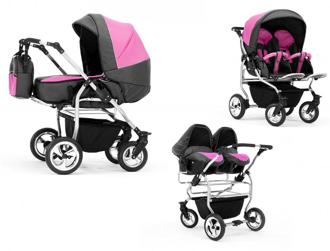 BabyMerc Zwillingswagen Duo 4 in 1 inkl. Sportsitze und Autositze in 20 Цвета(ов)