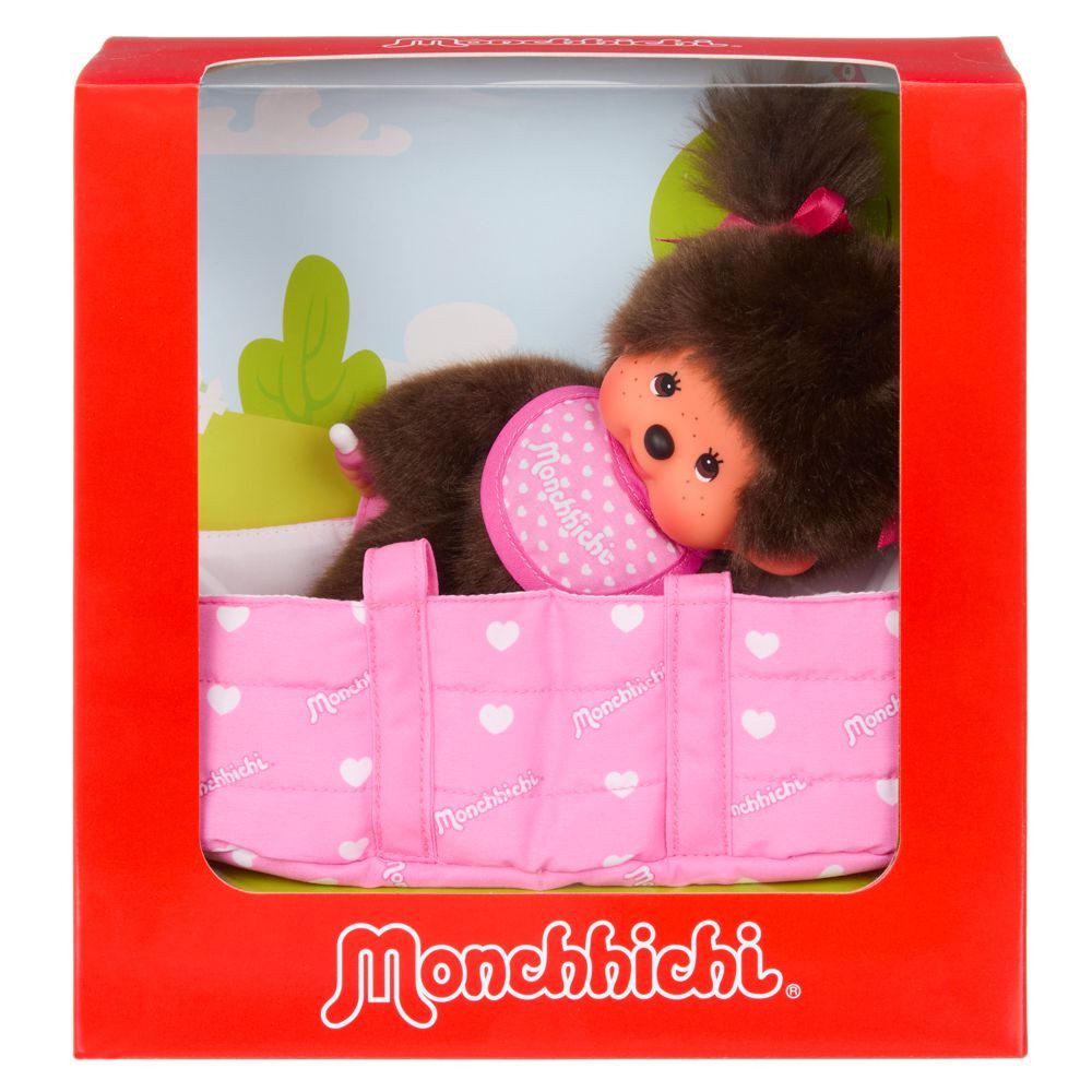 Monchhichi Plüschfigur Mädchen & Tragetasche 20 cm Monchhichi Puppe in Geschenkverpackung