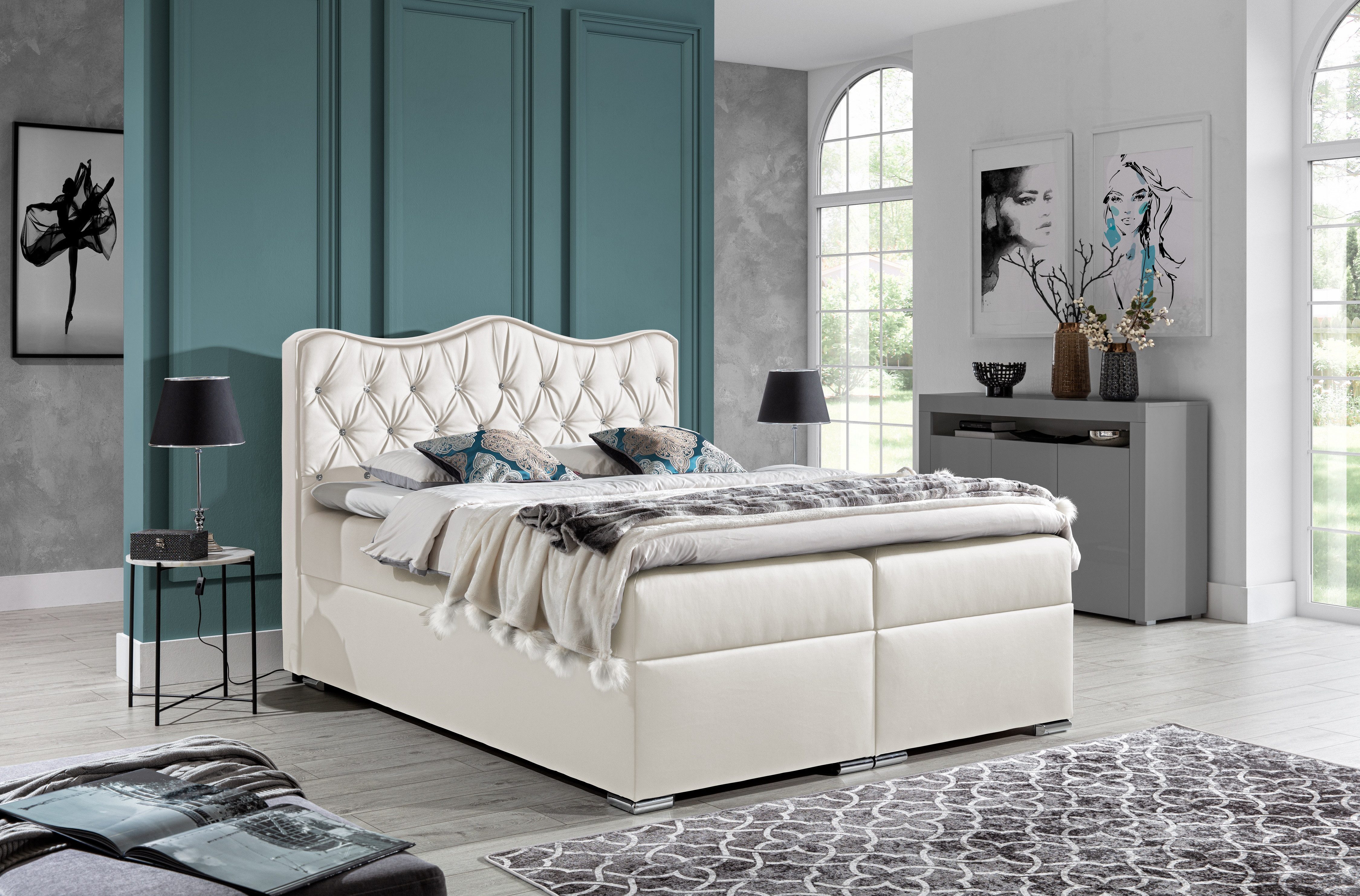 Schlaffabrik Boxspringbett SULTAN (Madryt 920), inkl. Matratze, Topper, Stauraum