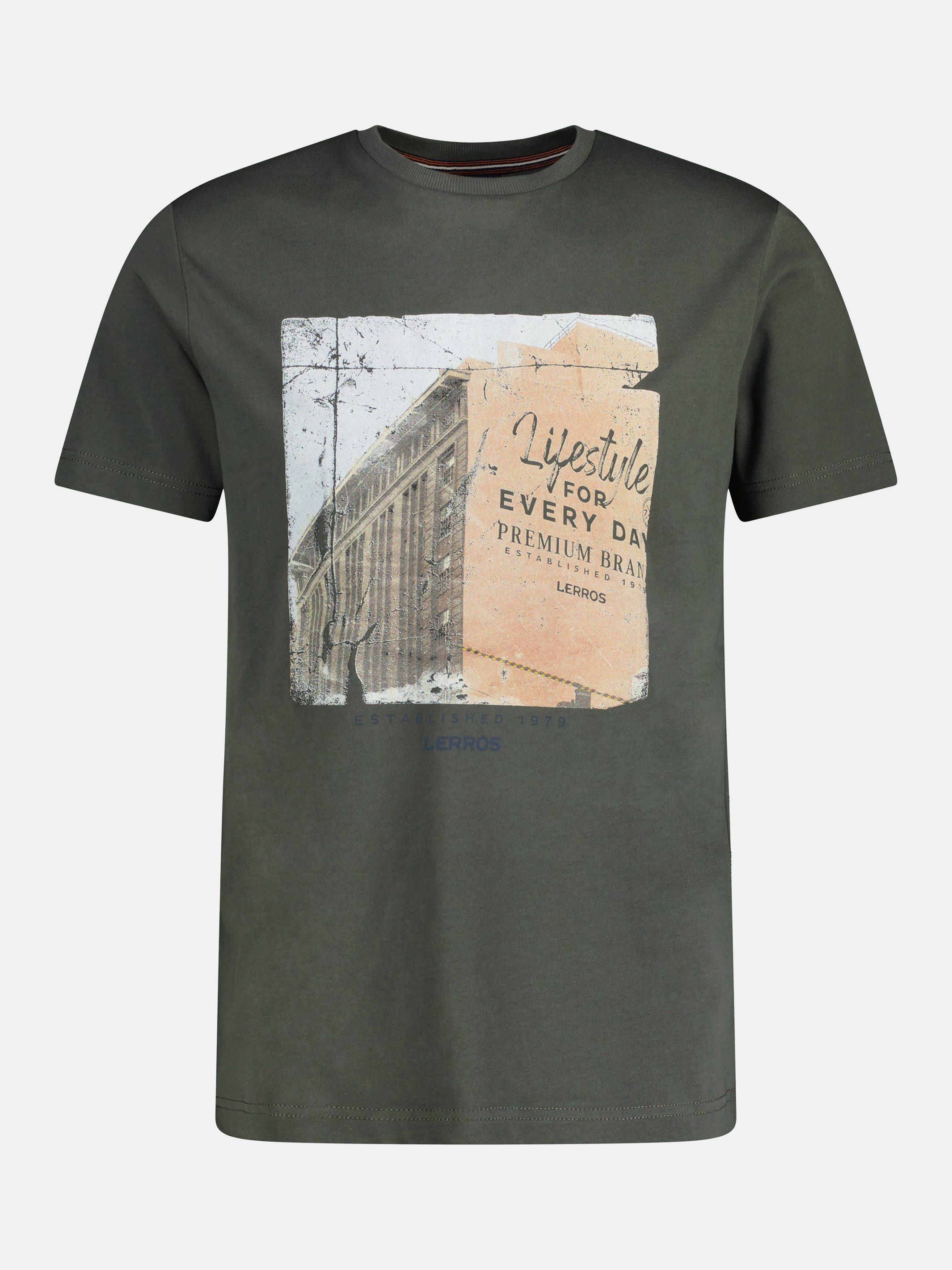 LERROS T-Shirt LERROS CHILLED T-Shirt Fotoprint OLIVE mit