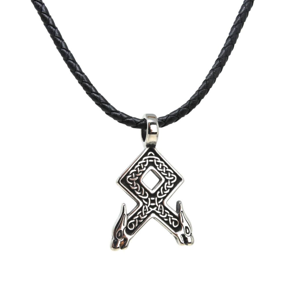 Kette mit Anhänger Lederkette Edelstahlkette 316L OTHALA