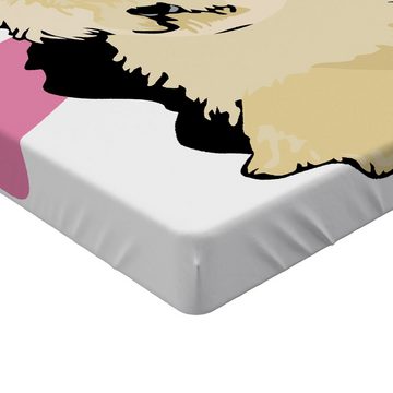 Spannbettlaken Soft Dekorativer Stoff Bettwäsche Rund-um Elastischer Gummizug, Abakuhaus, Englisch Sheepdog Illustration Hund