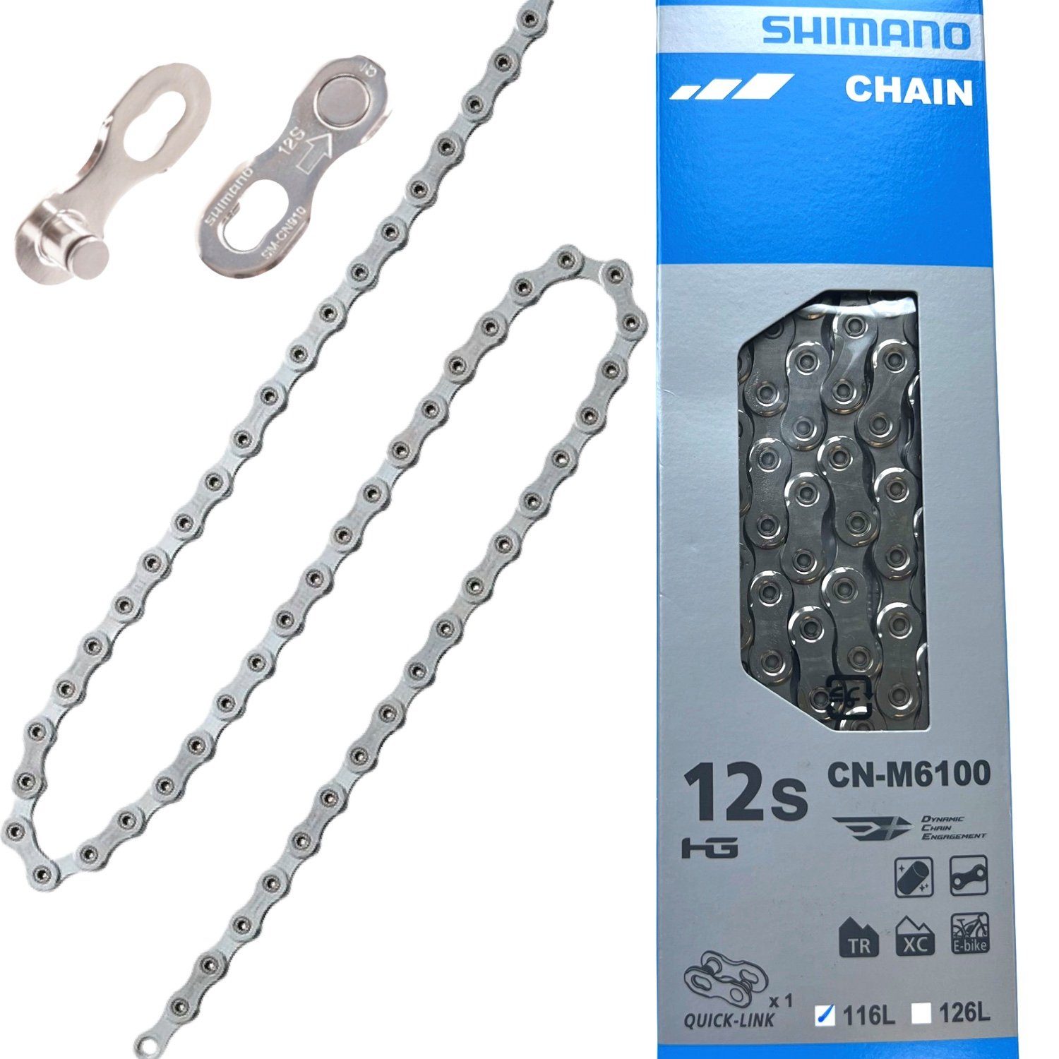 Fahrradkurbel Shimano Fahrrad Kette CN-M6100 Quick Link 12-fach 116 Glieder