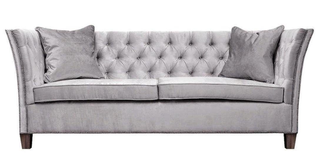 JVmoebel Chesterfield-Sofa Neu, Design Möbel Weißes Chesterfield Polster Sofa Europe in Zweisitzer Made Silber luxus