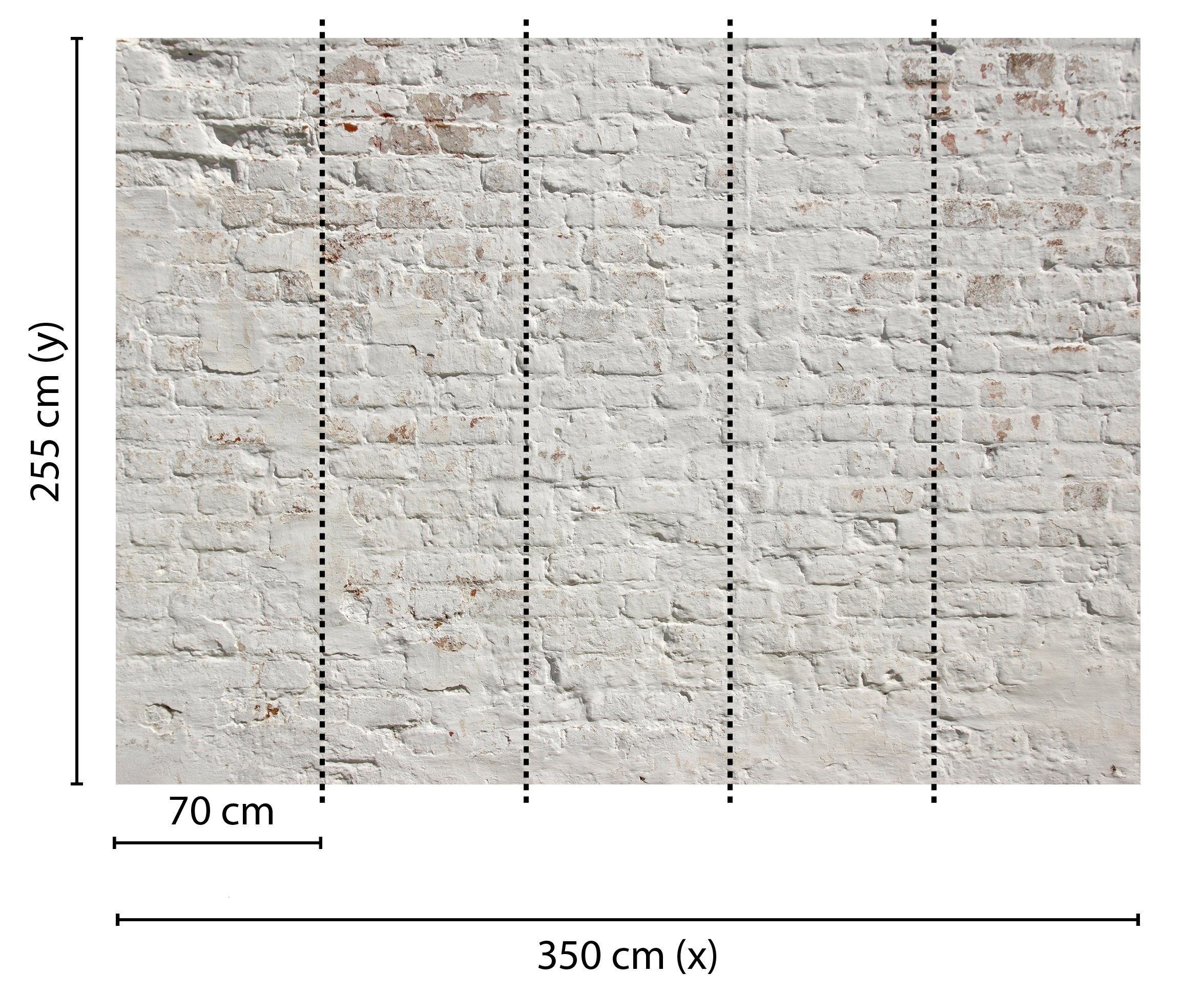 White, Fototapete Brick walls living St), glatt, Wand, Schräge, (5 Vlies, Decke Designwalls
