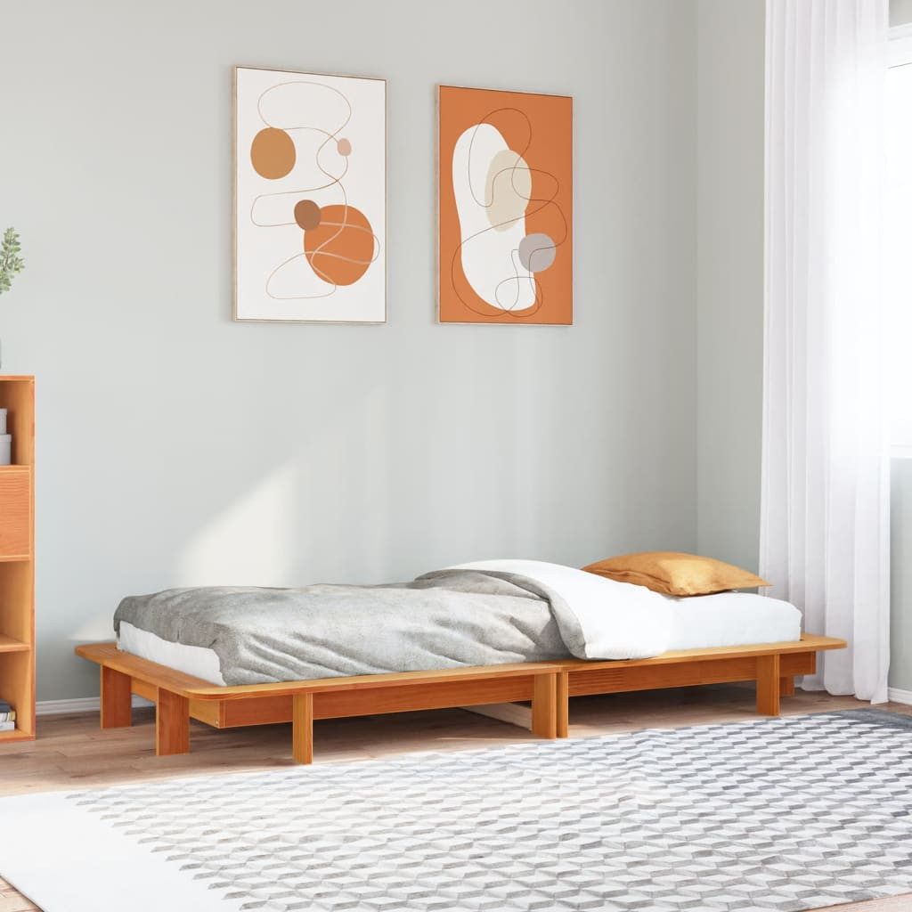 vidaXL Bett Massivholzbett ohne Matratze Wachsbraun günstig online kaufen