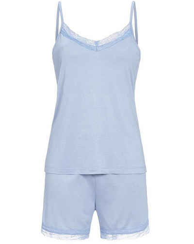 Ringella Pyjama Damen 'Airy' mit Spitzenbesatz 4261314, Ciel