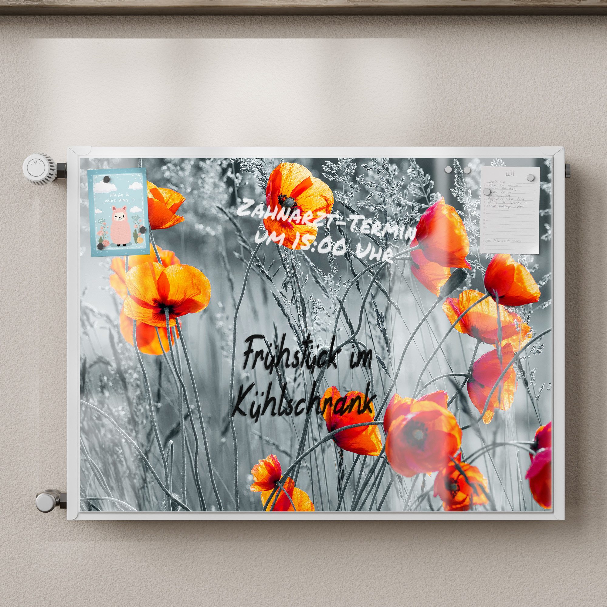 Thumbnail - DEQORI Magnetfolie 'Rote Mohnblumen', Heizung Magnetmatte magnetisch Magnetfolie Folie Schutz