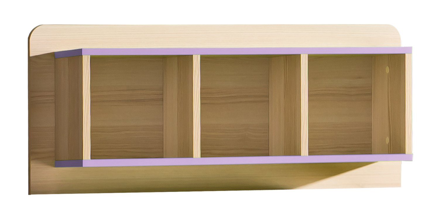 Stylefy Bücherregal Laterne, Wandregal, Wandschrank, Wohnmöbel, mit 3 Fächern, aus Holzwerkstoff, viel Stauraum, Modern Design Lila - Esche