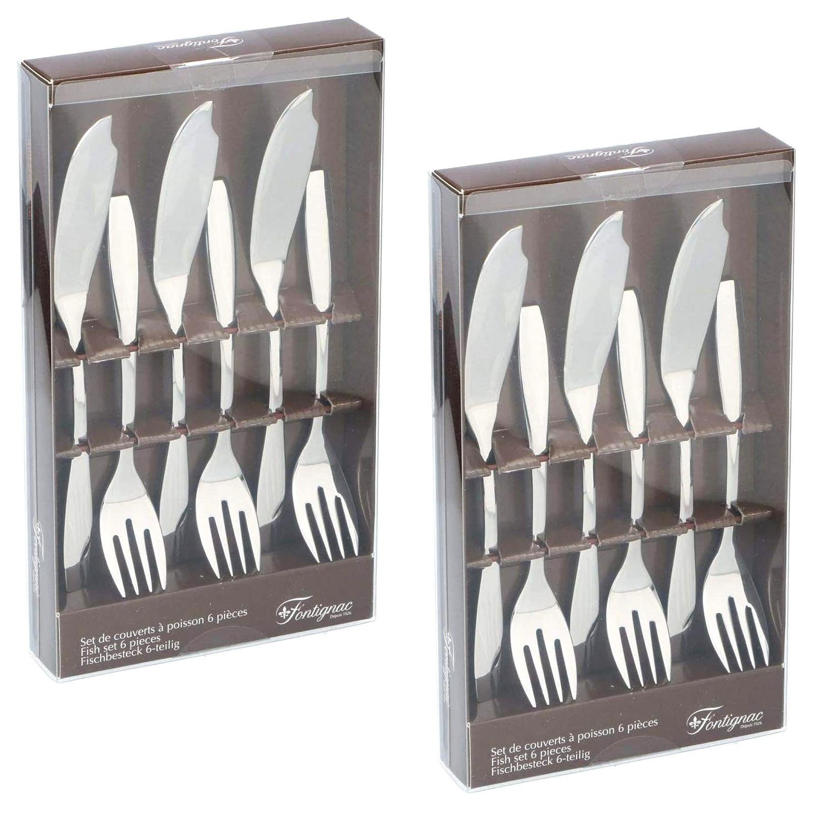 HAC24 Приборы для рыбы Edelstahl Приборы для рыбы Fischgabel Fischmesser (12-tlg), 6 Personen, Edelstahl, 12 teilig für 6 Personen