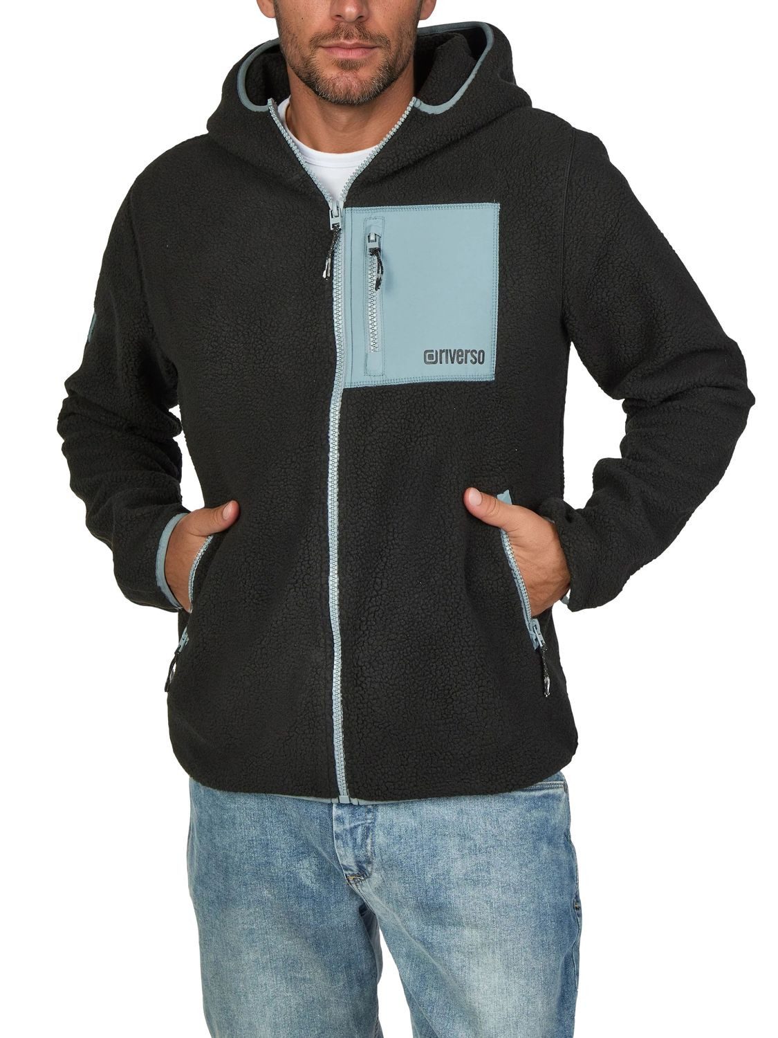 riverso Outdoorjacke Herren Fleecejacke RIVLennox Regular Fit Übergangsjacke mit Teddyfleece