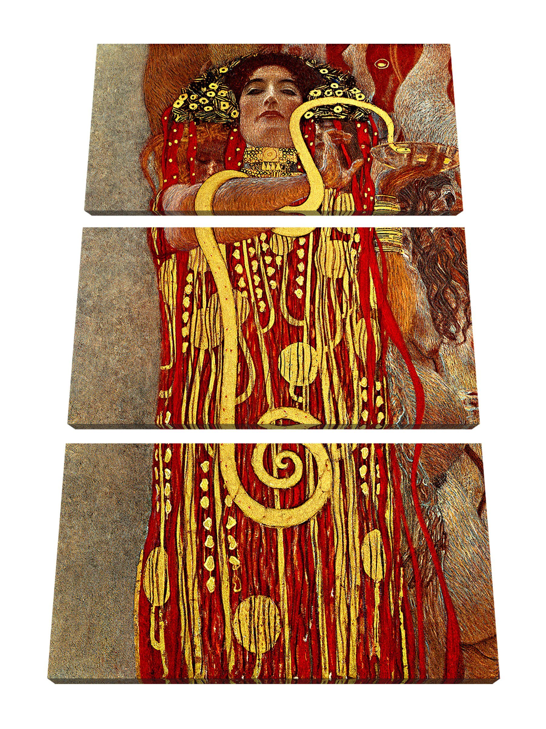 Pixxprint Leinwandbild Gustav Klimt - inkl. Zackenaufhänger St), (120x80) 3Teiler Leinwandbild (1 Hygieia, Hygieia Klimt - bespannt, Gustav fertig